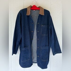 Vintage USA Men's /woman’s Denim Shirt Jacket with Contrast Collar Medium